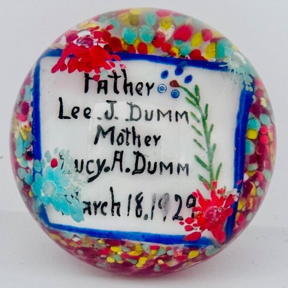 Antique Millville Magnum Plaque on Frit Glass Paperweight South Jersey 3 1/2"W